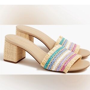 JCrew Woven Raffia Rainbow sandal 6.5 New